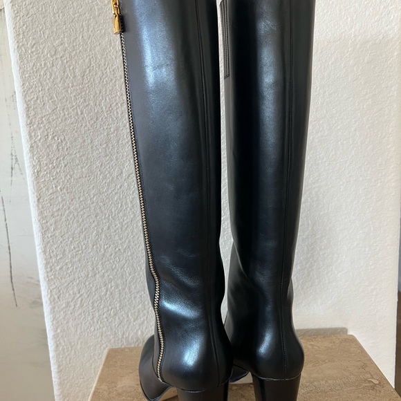 Michael Kors SG17F Tall Leather Boots Black - Picture 10 of 13